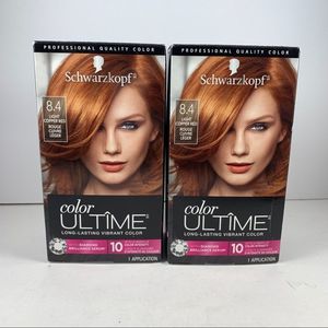 X2 Schwarzkopf Color Ultime Permanent Hair Color Cream 8.4 Light Copper Red